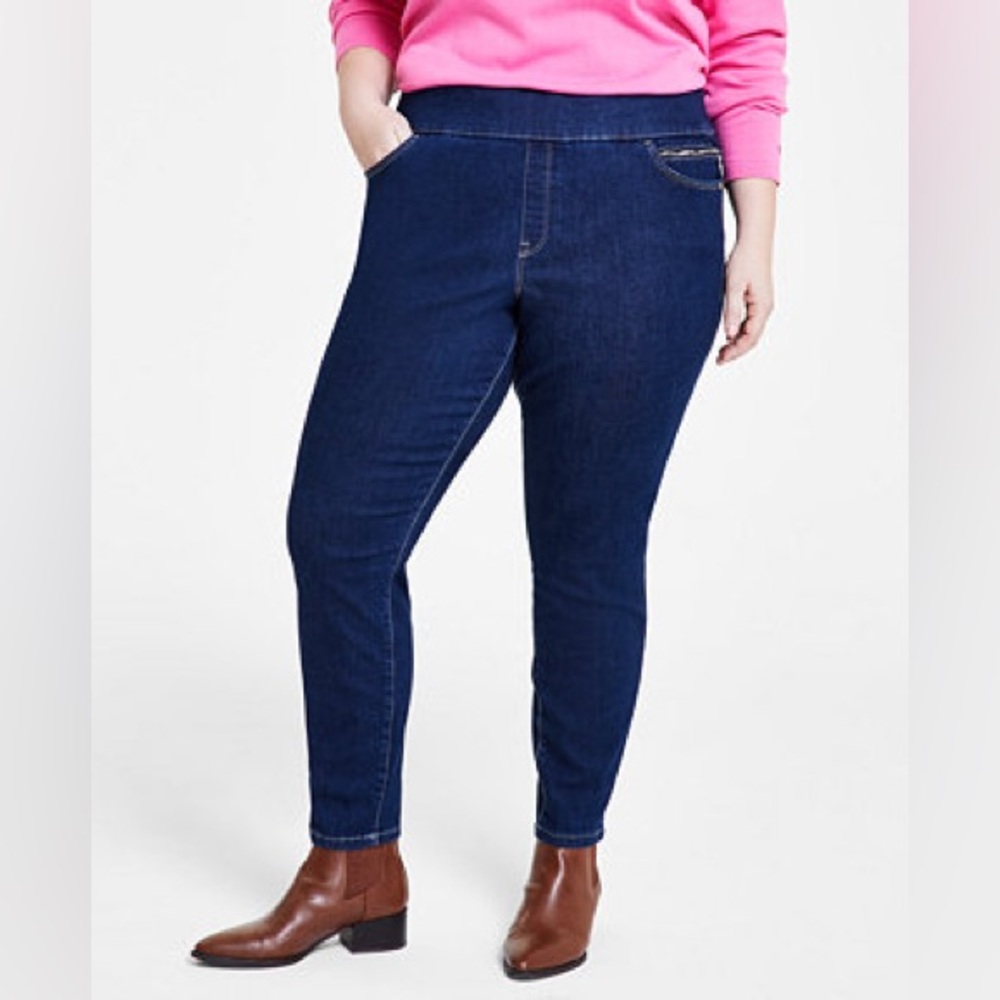 Tommy Hilfiger Plus Size TH Flex Gramercy Pull-On Jeans Navy Skinny - Size 18W